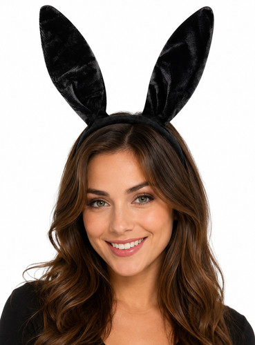 Black fabric bunny rabbit - black,